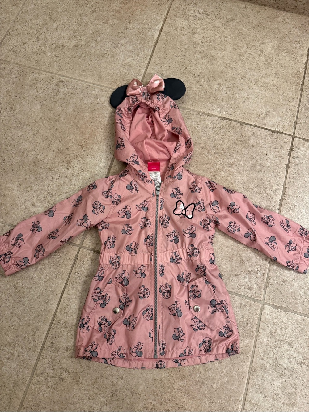 Like New Disney Minnie Mouse Raincoat with Hood/Ears